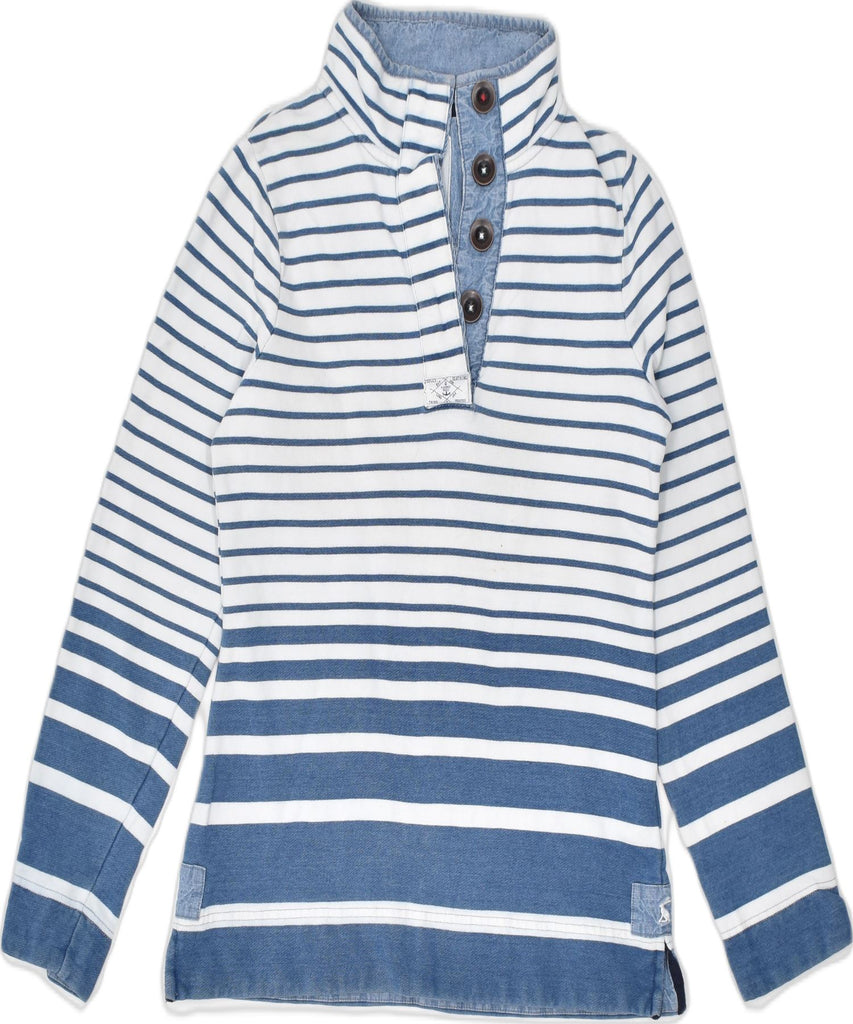 JOULES Womens Oversized Button Neck Sweatshirt Jumper UK 6 XS Blue Striped | Vintage | Thrift | Second-Hand | Used Clothing | Messina Hembry 