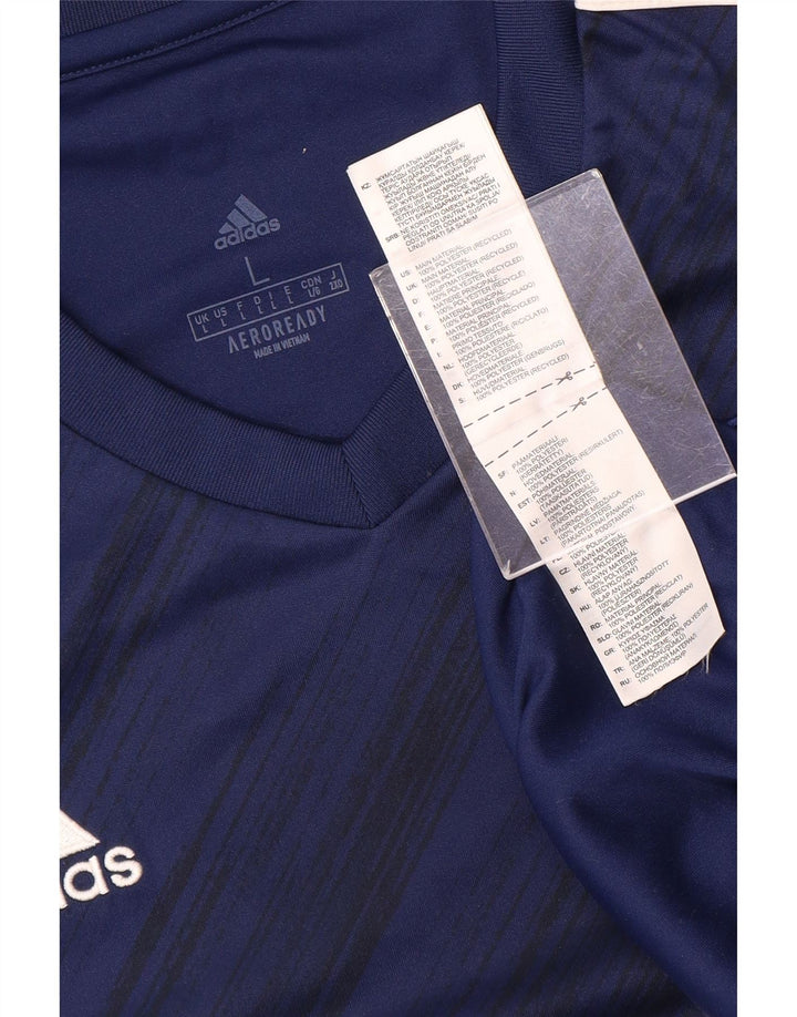 Adidas Mens Aeroready T-Shirt Top Large Navy Blue Polyester