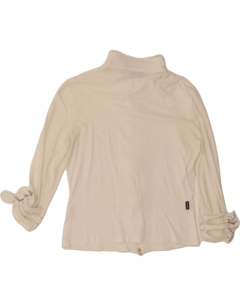MOSCHINO Womens Crop Tracksuit Top Jacket UK 14 Medium White Cotton Vintage Moschino and Second-Hand Moschino from Messina Hembry 