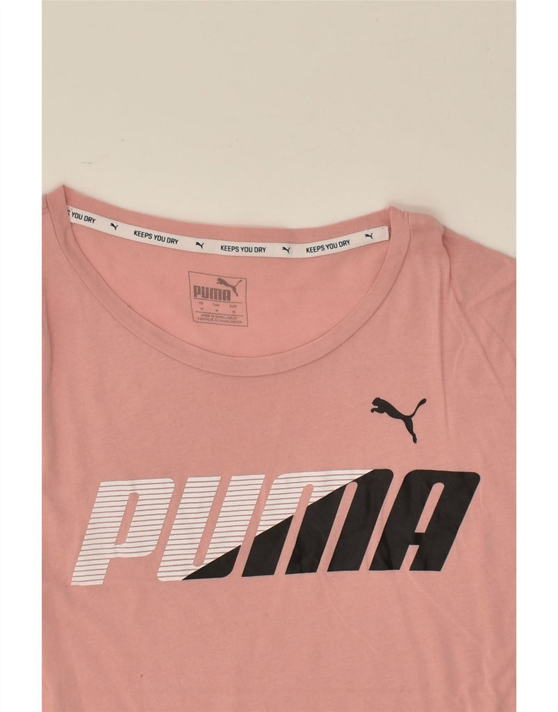 PUMA Womens Graphic T-Shirt Top UK 12 Medium Pink Cotton | Vintage Puma | Thrift | Second-Hand Puma | Used Clothing | Messina Hembry 