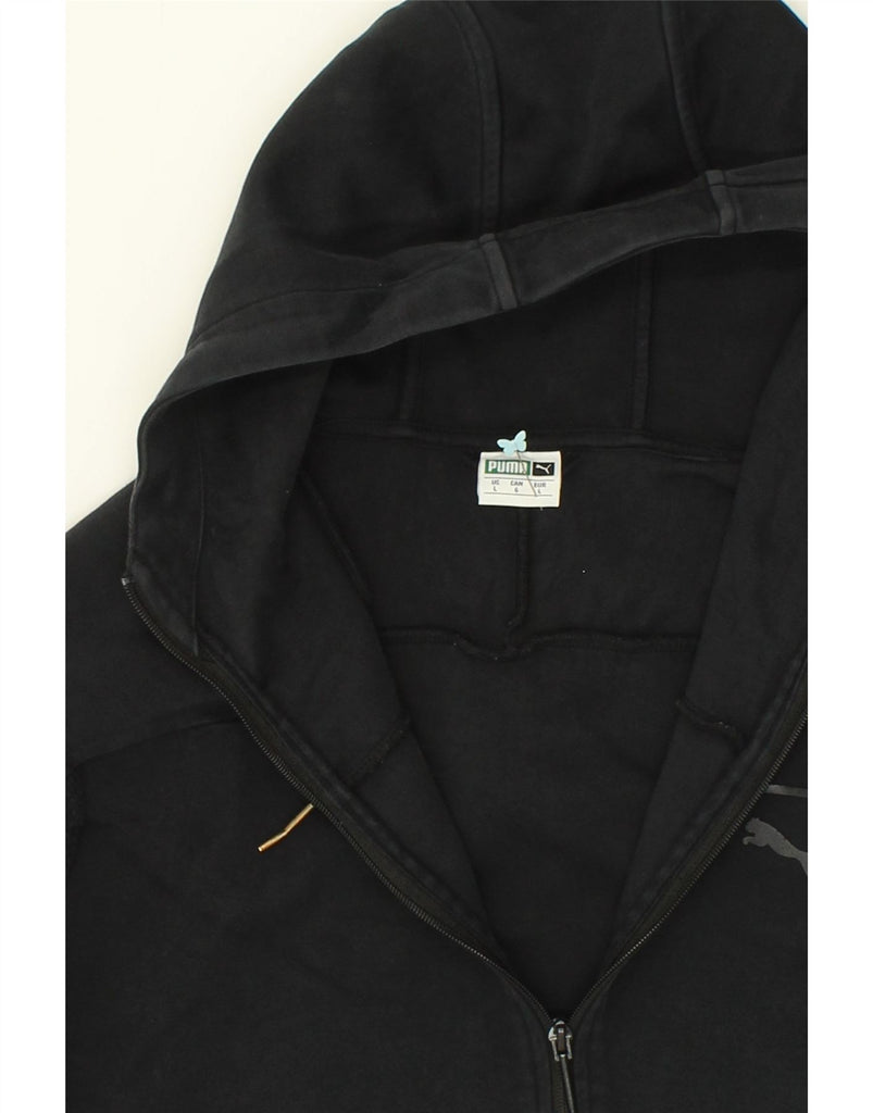 PUMA Mens Graphic Zip Hoodie Sweater Large Black Cotton | Vintage Puma | Thrift | Second-Hand Puma | Used Clothing | Messina Hembry 