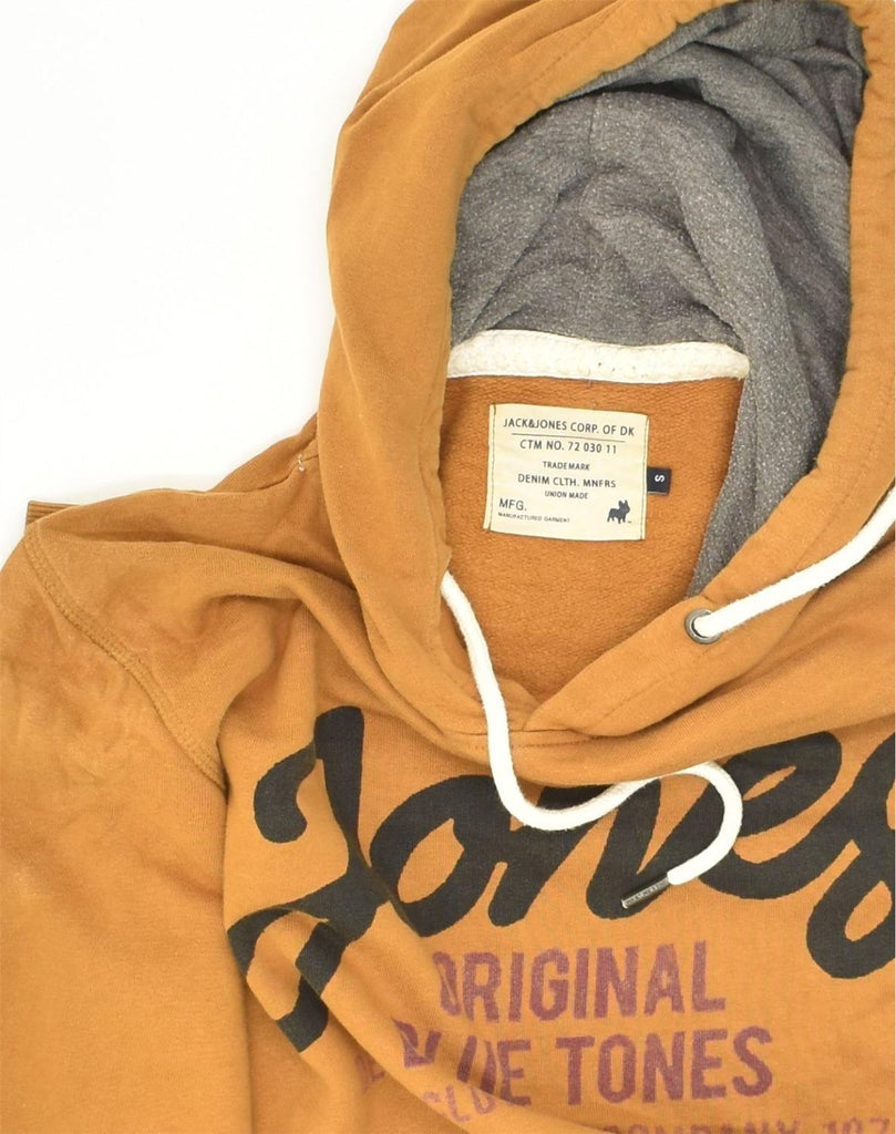 JACK & JONES Mens Graphic Hoodie Jumper Small Yellow Cotton | Vintage Jack & Jones | Thrift | Second-Hand Jack & Jones | Used Clothing | Messina Hembry 