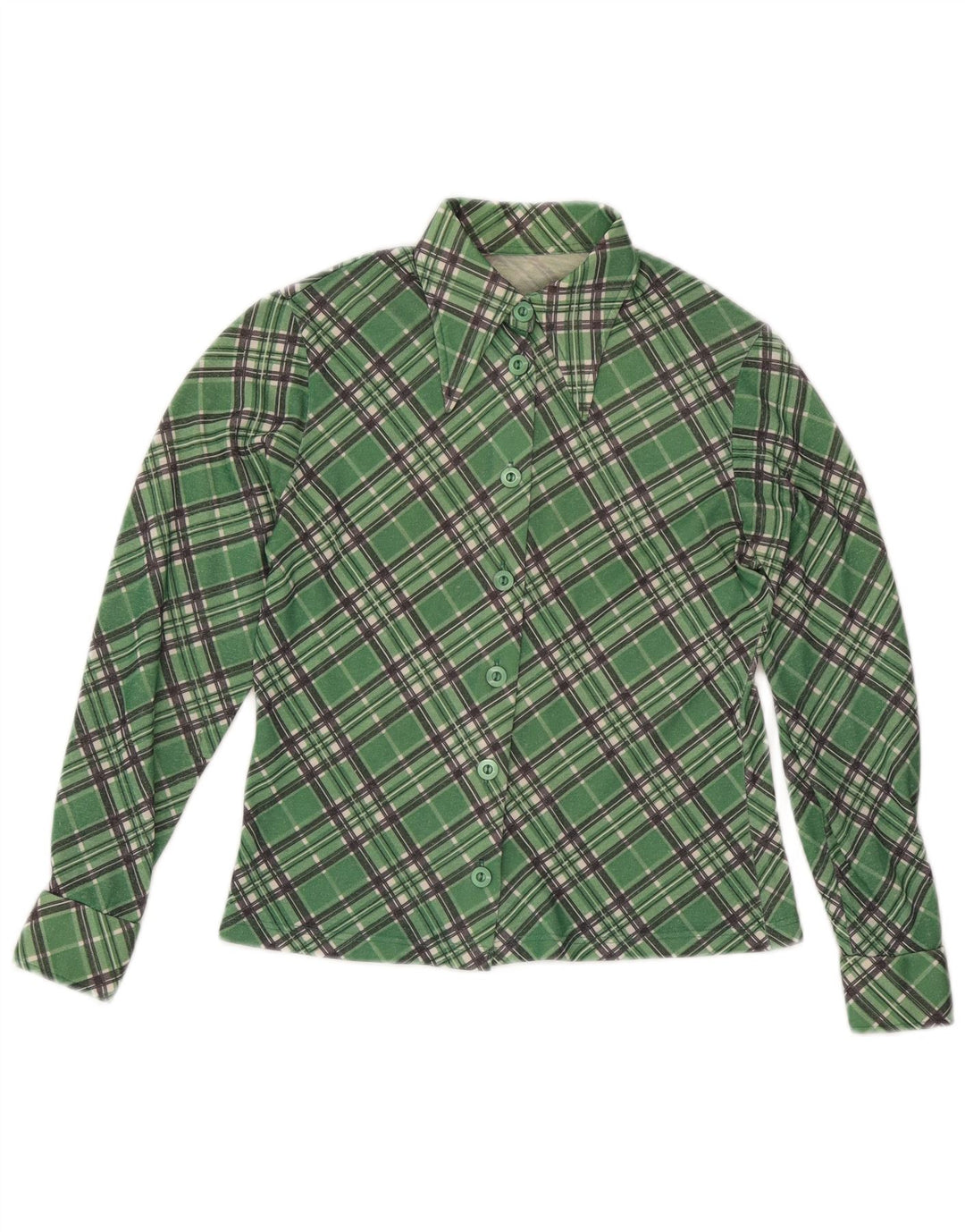 Vintage Womens Shirt UK 12 Medium Green Check