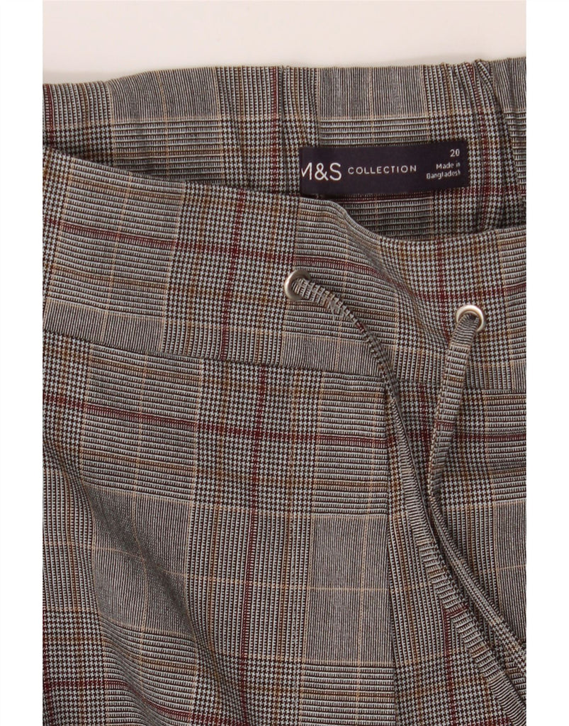 MARKS & SPENCER Womens Slim Cropped Trousers UK 20 2XL W40 L24  Grey Check Vintage Marks & Spencer and Second-Hand Marks & Spencer from Messina Hembry 