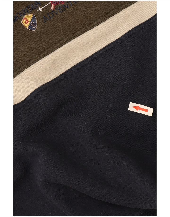 Canda Mens Graphic Sweatshirt Jumper Large Navy Blue Colourblock Cotton