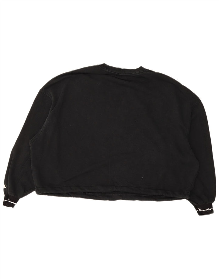 Champion Womens Graphic Oversized Sweatshirt Jumper UK 10 Small Black