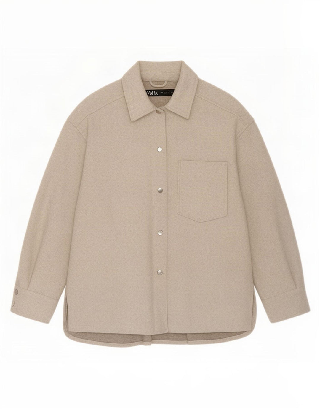 Zara Womens Overshirt Loose Fit Shirt UK 14 Medium Beige Polyester