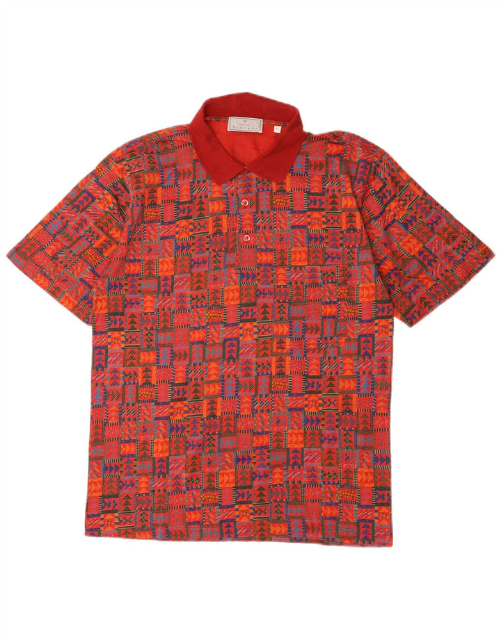 Scolari Mens Polo Shirt Medium Red Geometric