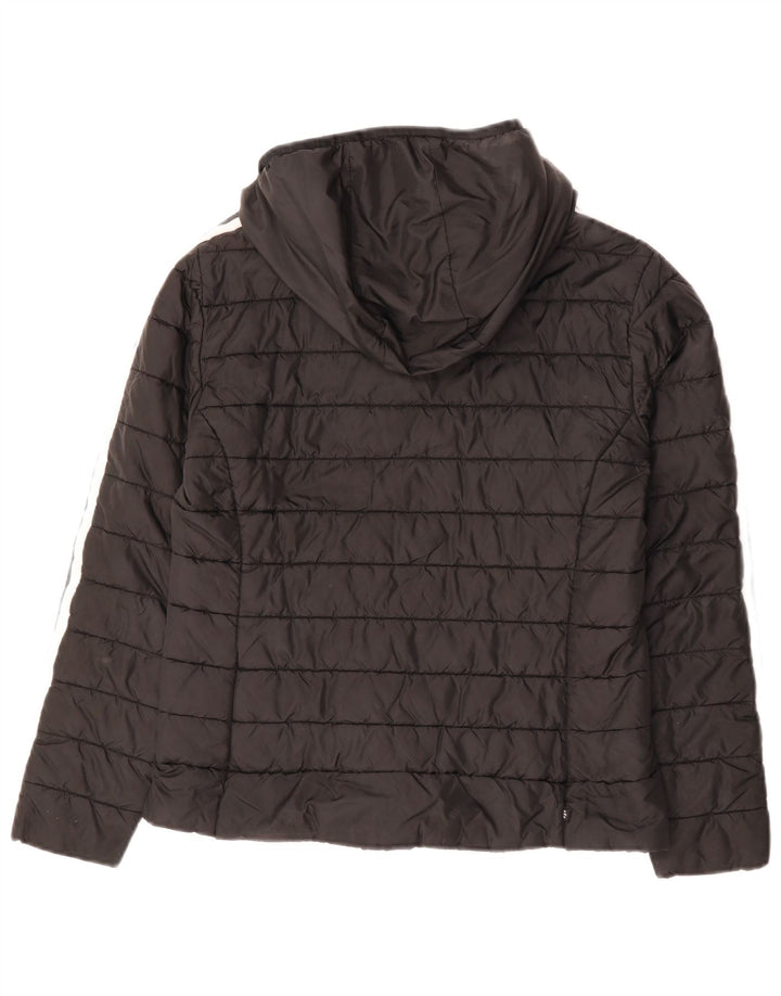 Adidas Womens Hooded Padded Jacket UK 14 Medium Black Polyester