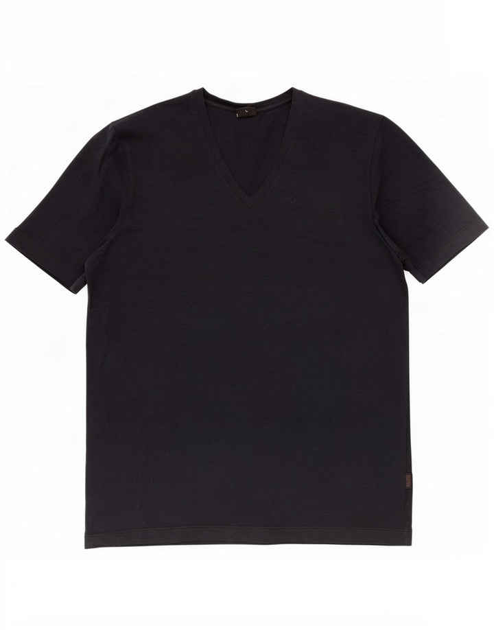 Hugo Boss Mens T-Shirt Top Large Navy Blue Cotton