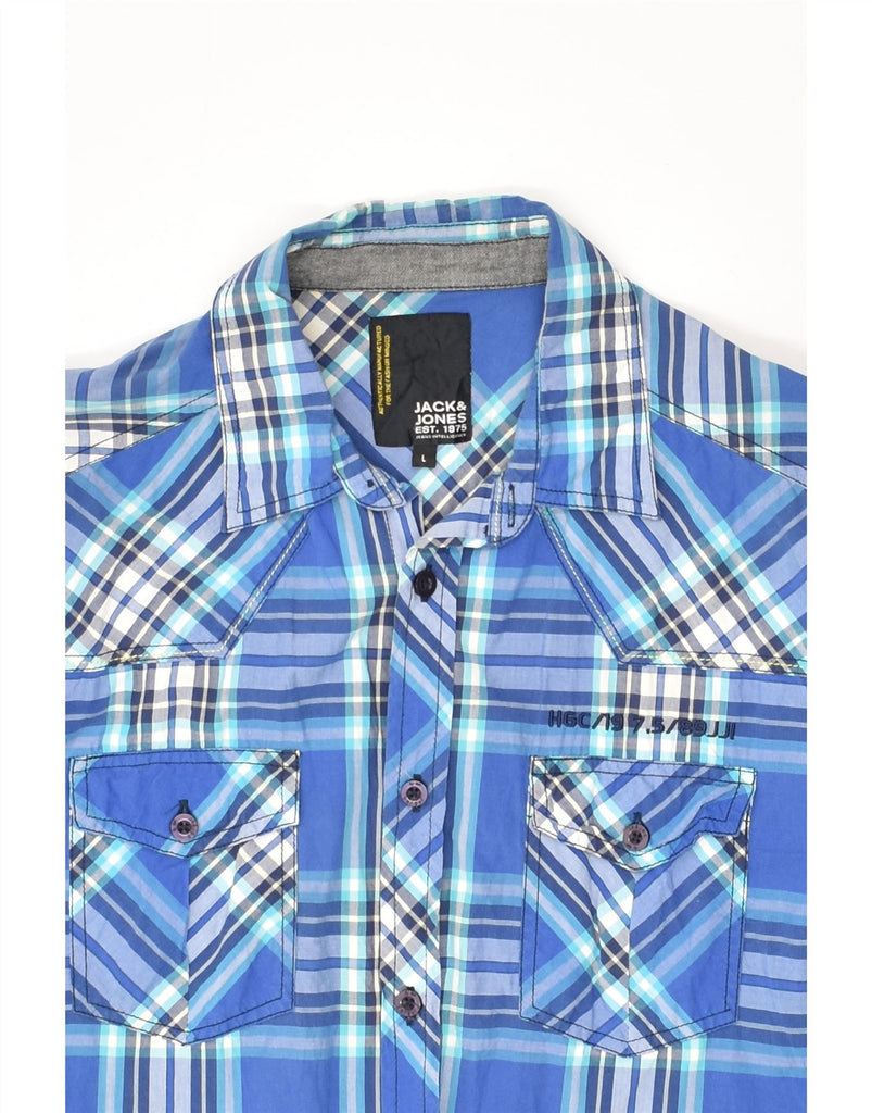 JACK & JONES Mens Shirt Large Blue Plaid | Vintage Jack & Jones | Thrift | Second-Hand Jack & Jones | Used Clothing | Messina Hembry 