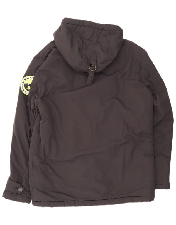 Superdry Mens Hooded Sherpa Windbreaker Jacket UK 44 2XL Grey Nylon