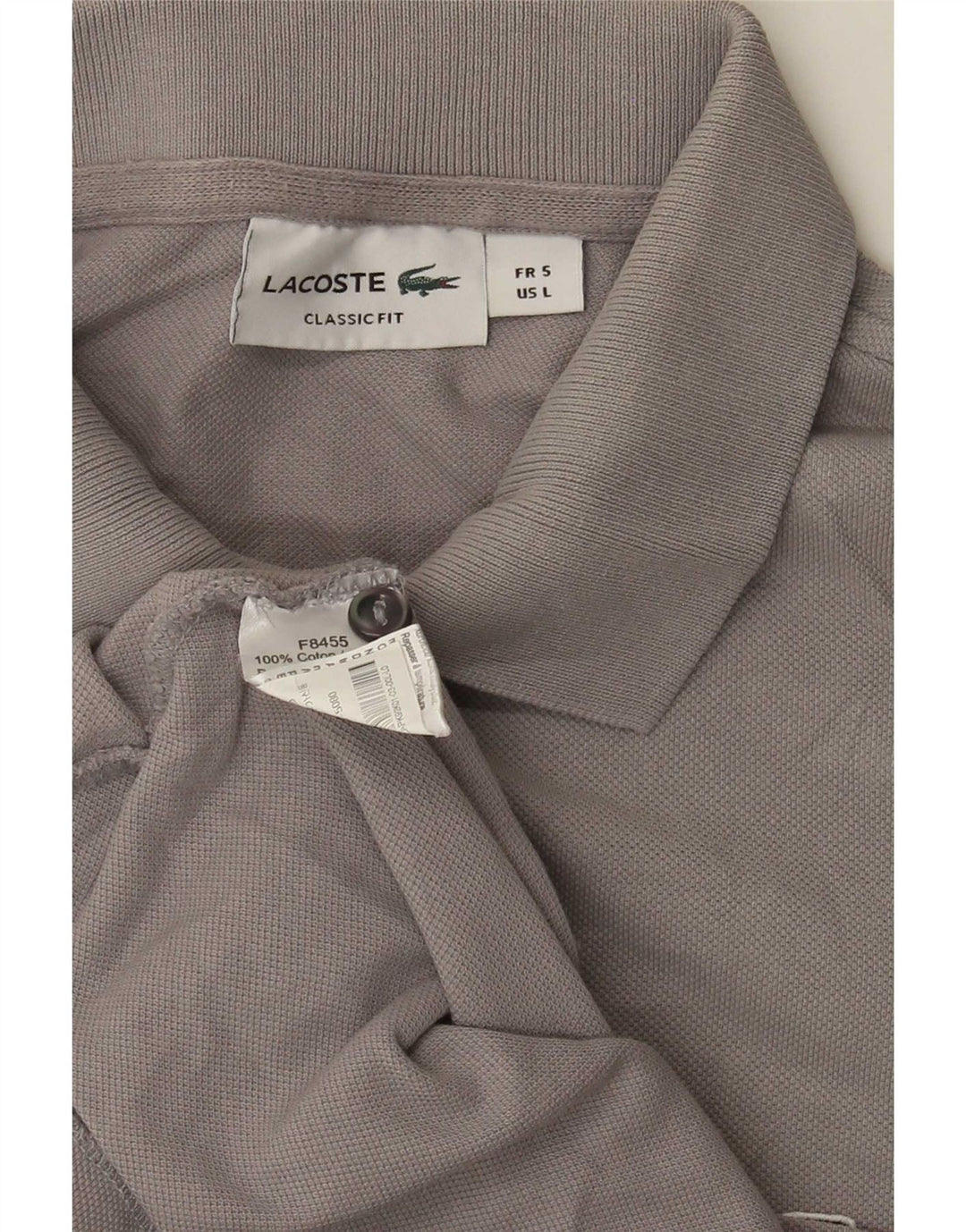 Lacoste Mens Classic Fit Polo Shirt Size 5 Large Grey Cotton