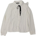 Zara Womens Ruffle Front Oversized Shirt Blouse UK 6 XS White Polyester