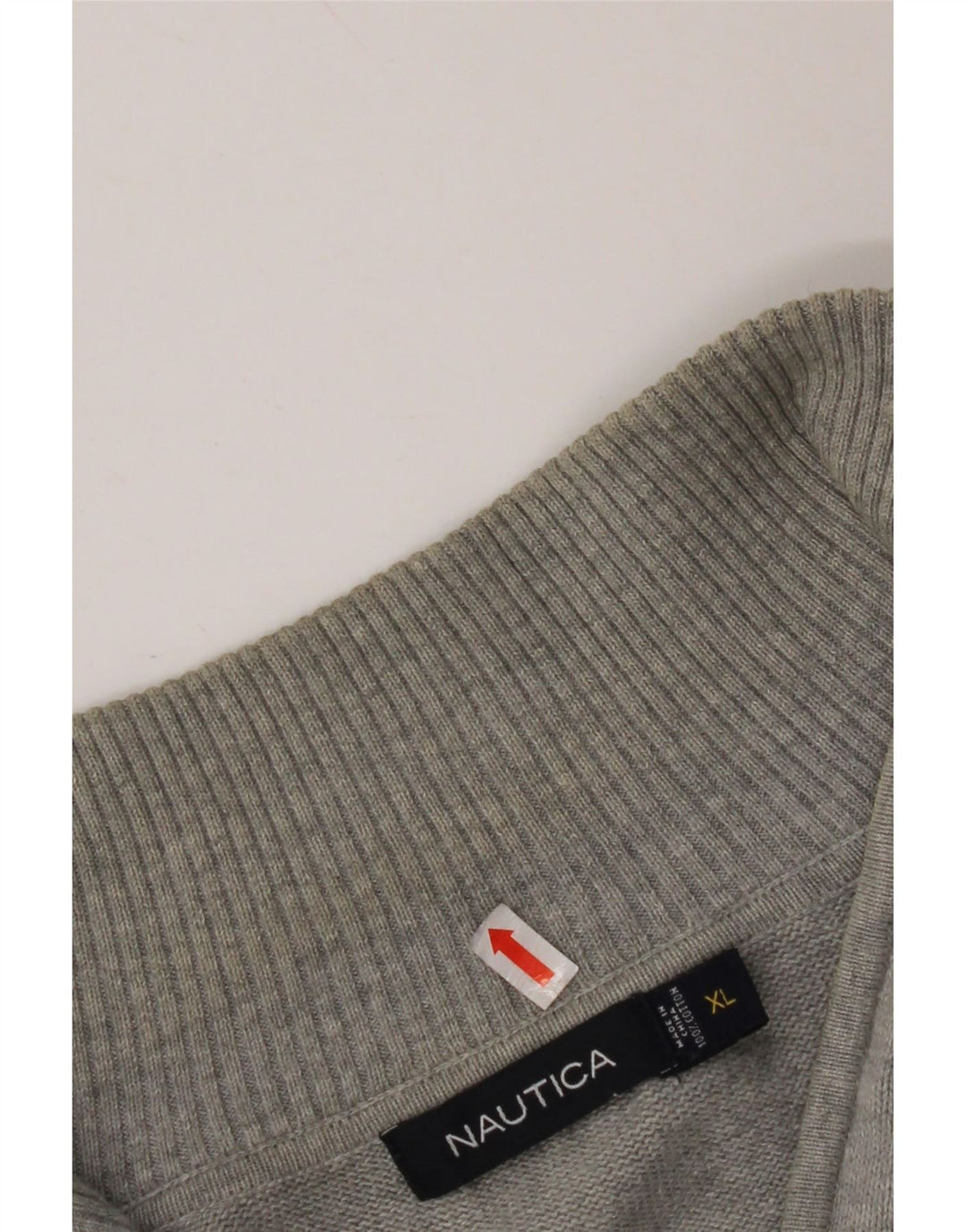 NAUTICA Mens Zip Neck Jumper Sweater XL Grey Argyle/Diamond Cotton