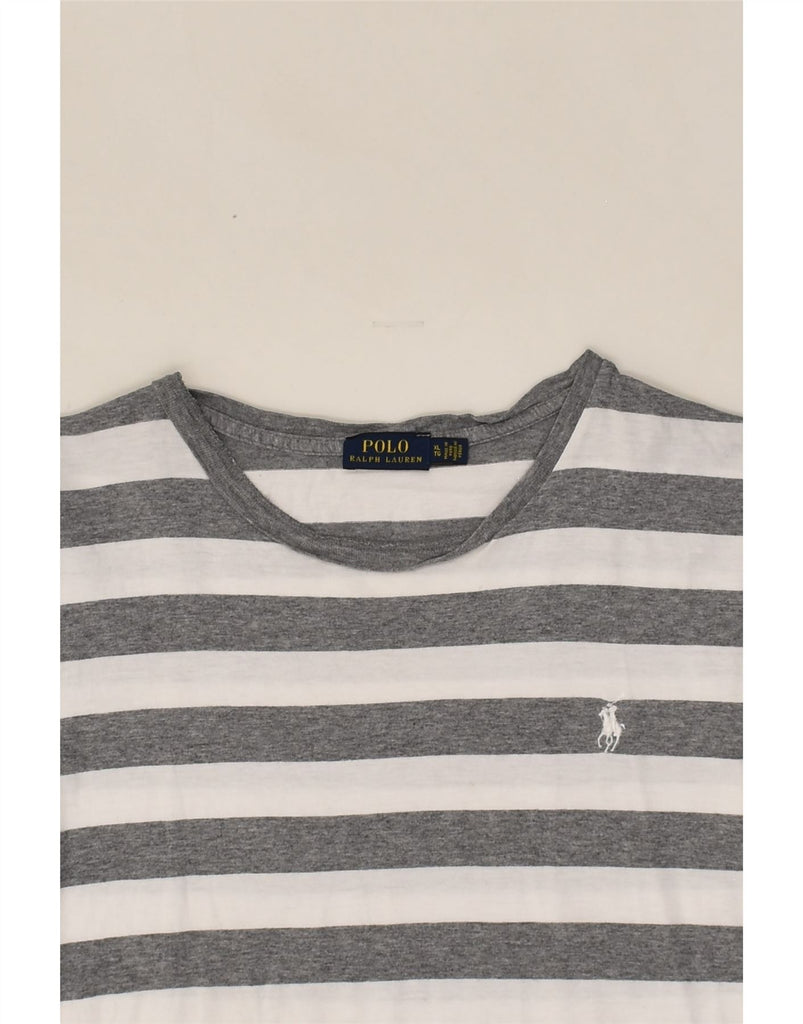 POLO RALPH LAUREN Boys T-Shirt Top 15-16 Years XL Grey Striped Cotton | Vintage Polo Ralph Lauren | Thrift | Second-Hand Polo Ralph Lauren | Used Clothing | Messina Hembry 