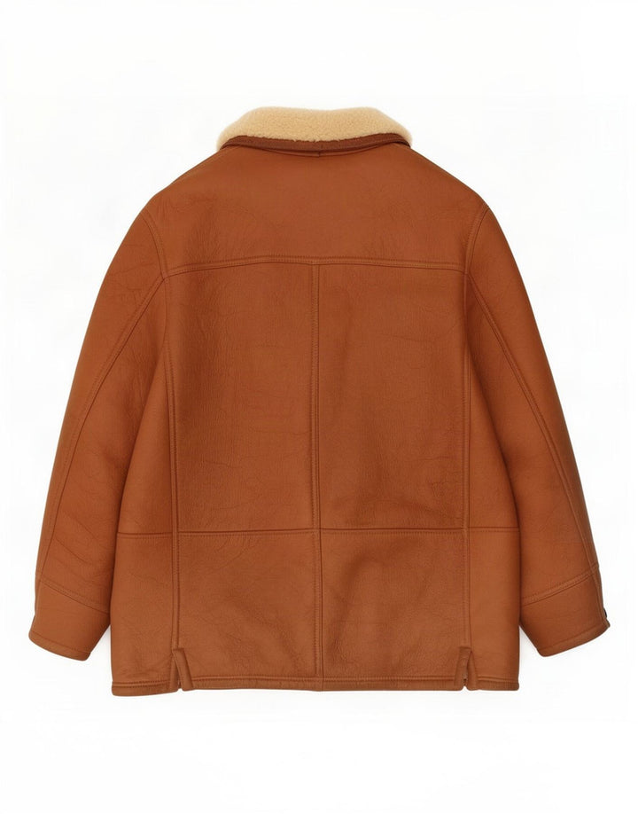 Vintage Mens Shearling Jacket IT 54 2XL Brown