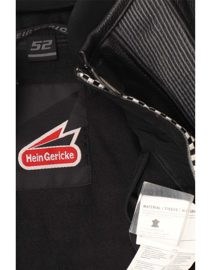 Hein Gericke Mens Graphic Leather Racer Jacket EU 52 Large Black