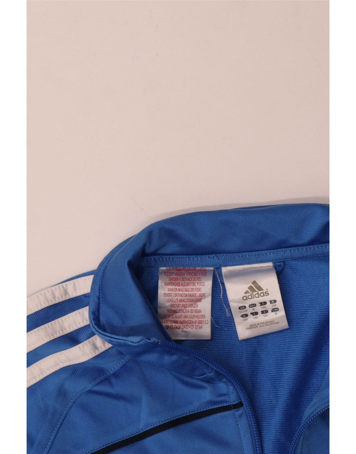Adidas Boys Tracksuit Top Jacket 11-12 Years Blue Polyester