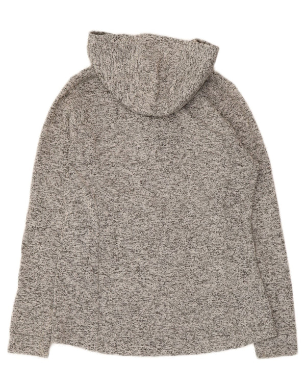 Columbia Womens Hooded Button Neck Jumper Sweater UK 14 Medium Grey Flecked