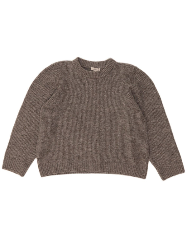 Topshop Womens Crop Boat Neck Jumper Sweater UK 14 Medium Grey Acrylic