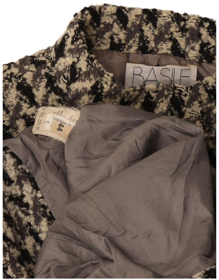 Basile Womens 4 Button Blazer Jacket IT 44 Medium Grey Geometric Viscose