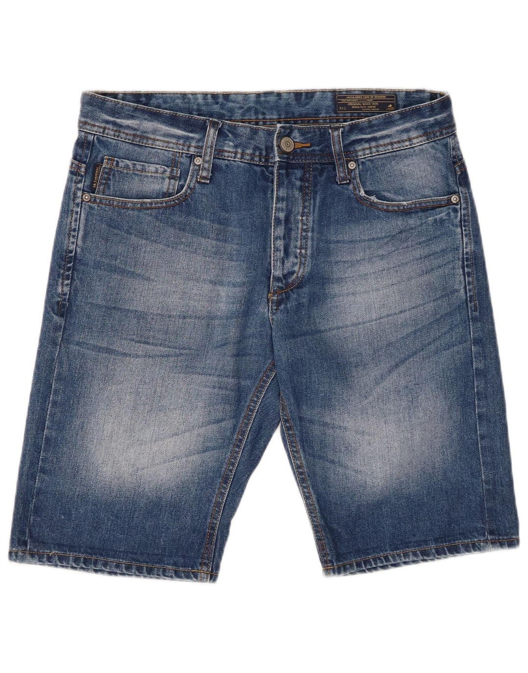 Jack & Jones Mens Denim Shorts Medium W32 Blue Cotton