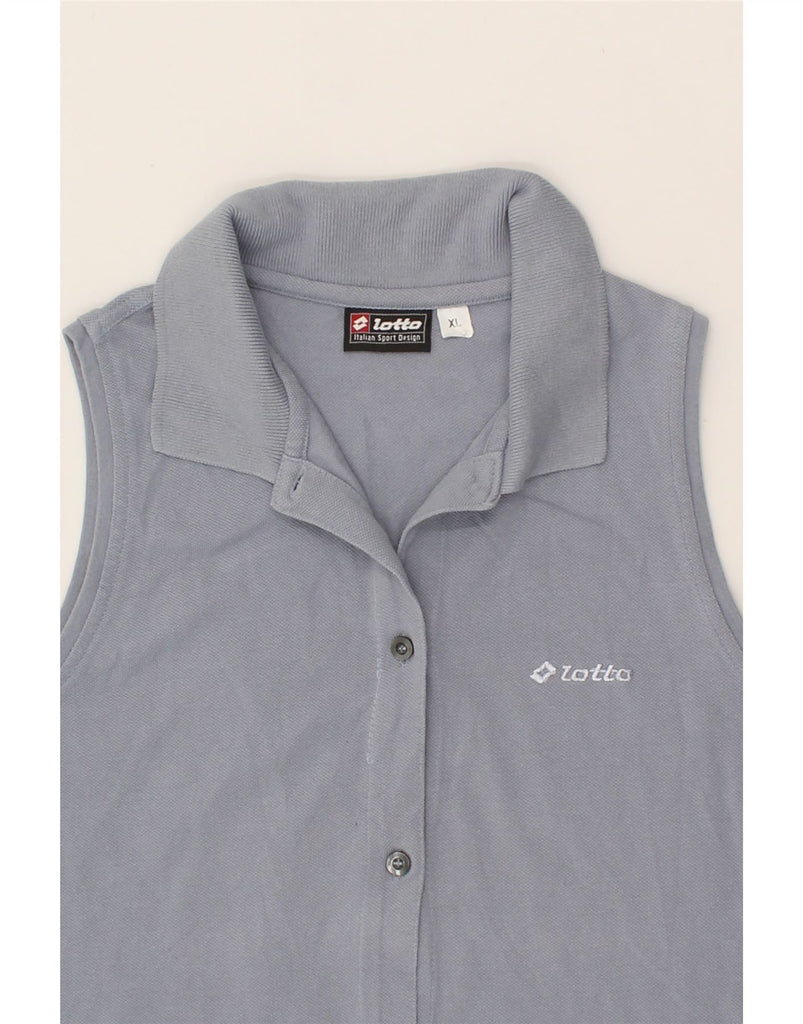 LOTTO Womens Sleeveless Shirt Blouse UK 18 XL Blue Cotton Vintage Lotto and Second-Hand Lotto from Messina Hembry 