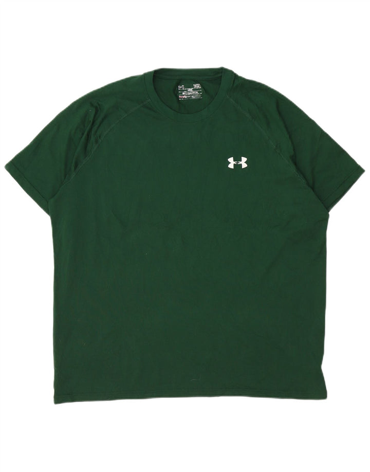 UNDER ARMOUR Mens Heat Gear T-Shirt Top Large Green Polyester