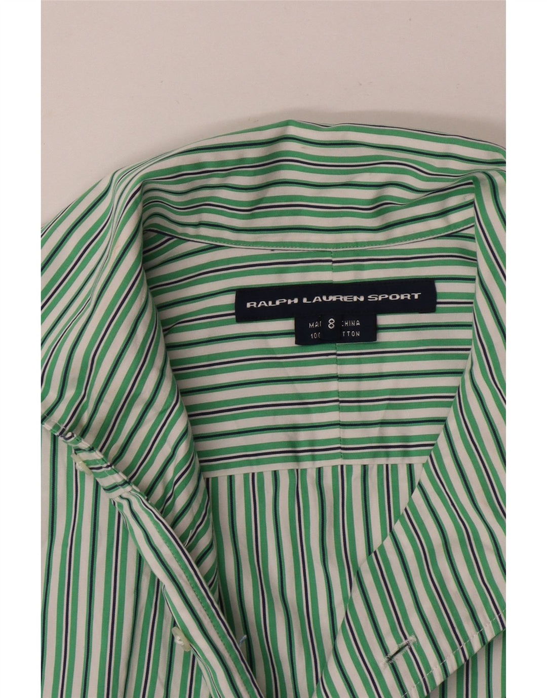 Ralph Lauren Womens Shirt US 8 Medium Green Striped Cotton