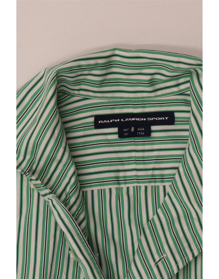 Ralph Lauren Womens Shirt US 8 Medium Green Striped Cotton