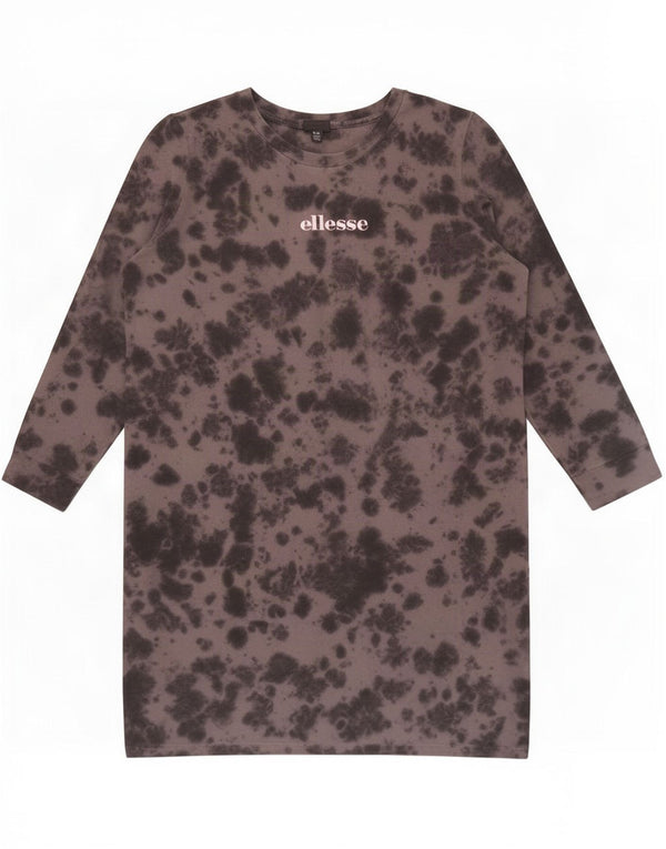 Ellesse Womens Long Sleeve Graphic T-Shirt Dress UK 18 XL Grey Tie Dye