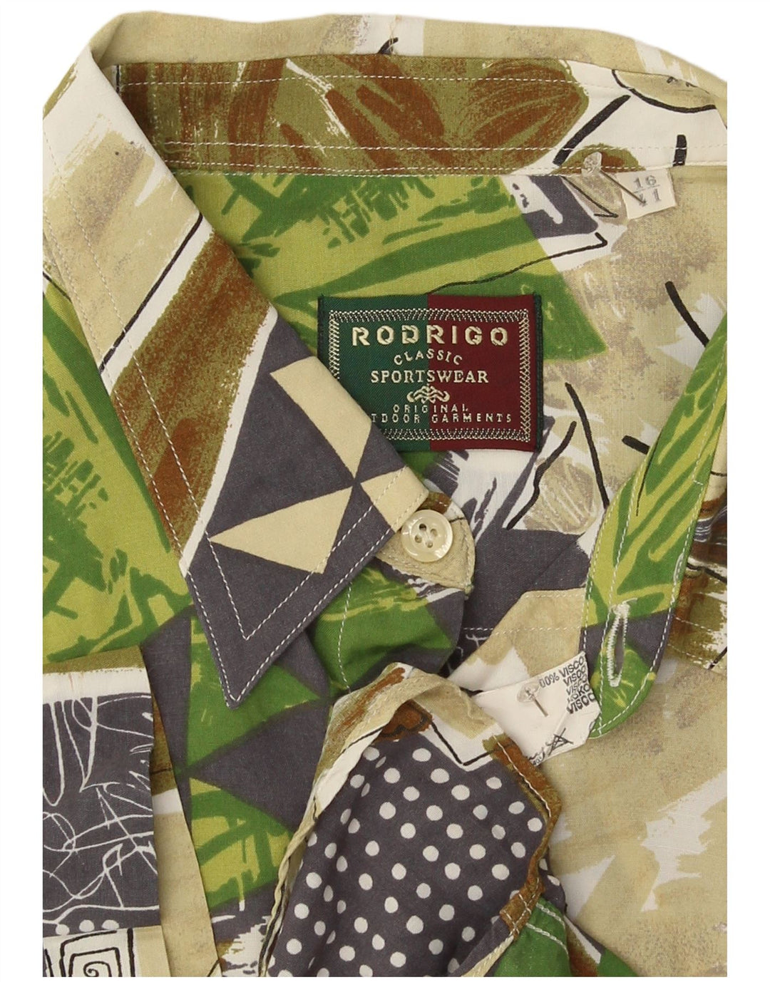 Rodrigo Mens Short Sleeve Shirt Size 41 16 Large Multicoloured Geometric