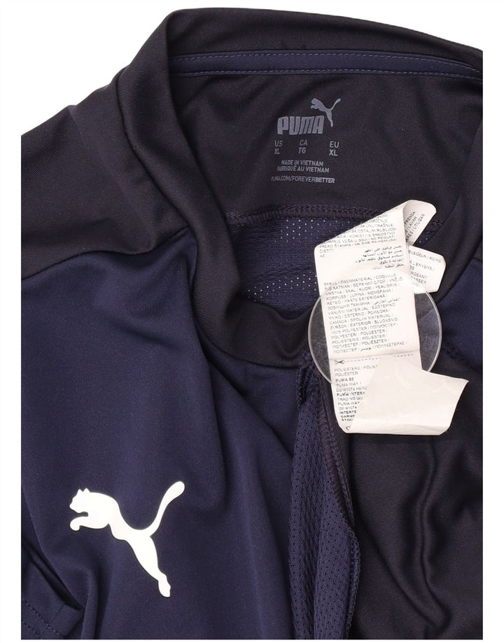 Puma Mens T-Shirt Top XL Navy Blue Colourblock Polyester