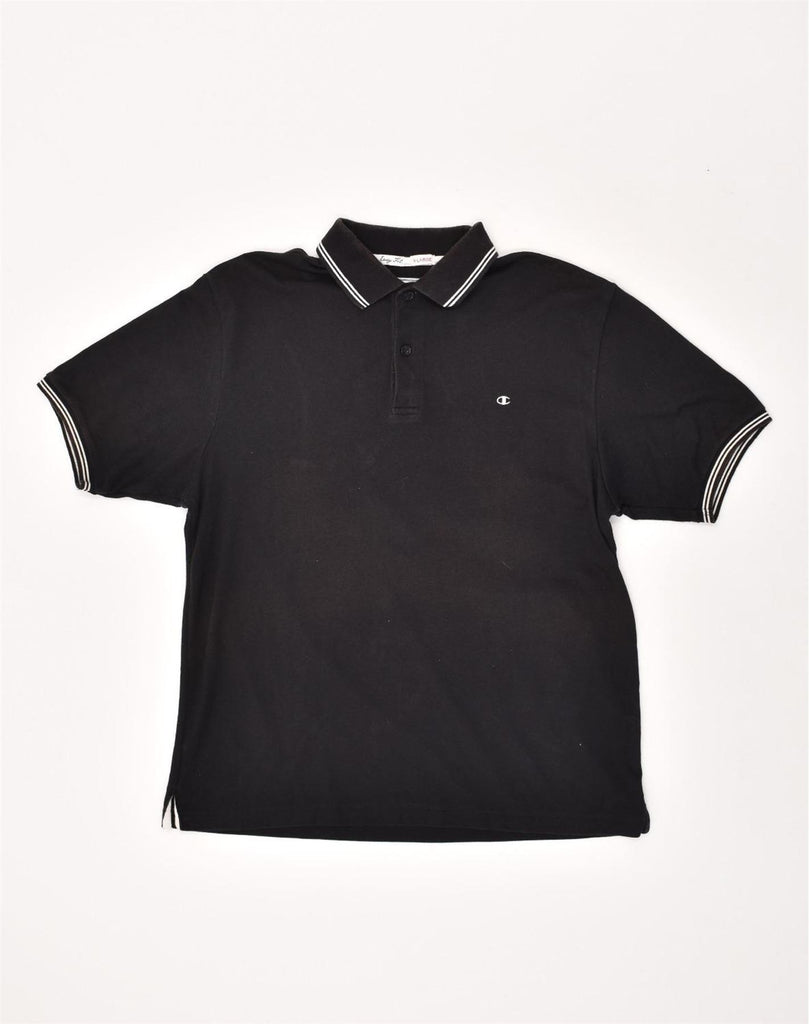 CHAMPION Mens Polo Shirt XL Black | Vintage Champion | Thrift | Second-Hand Champion | Used Clothing | Messina Hembry 