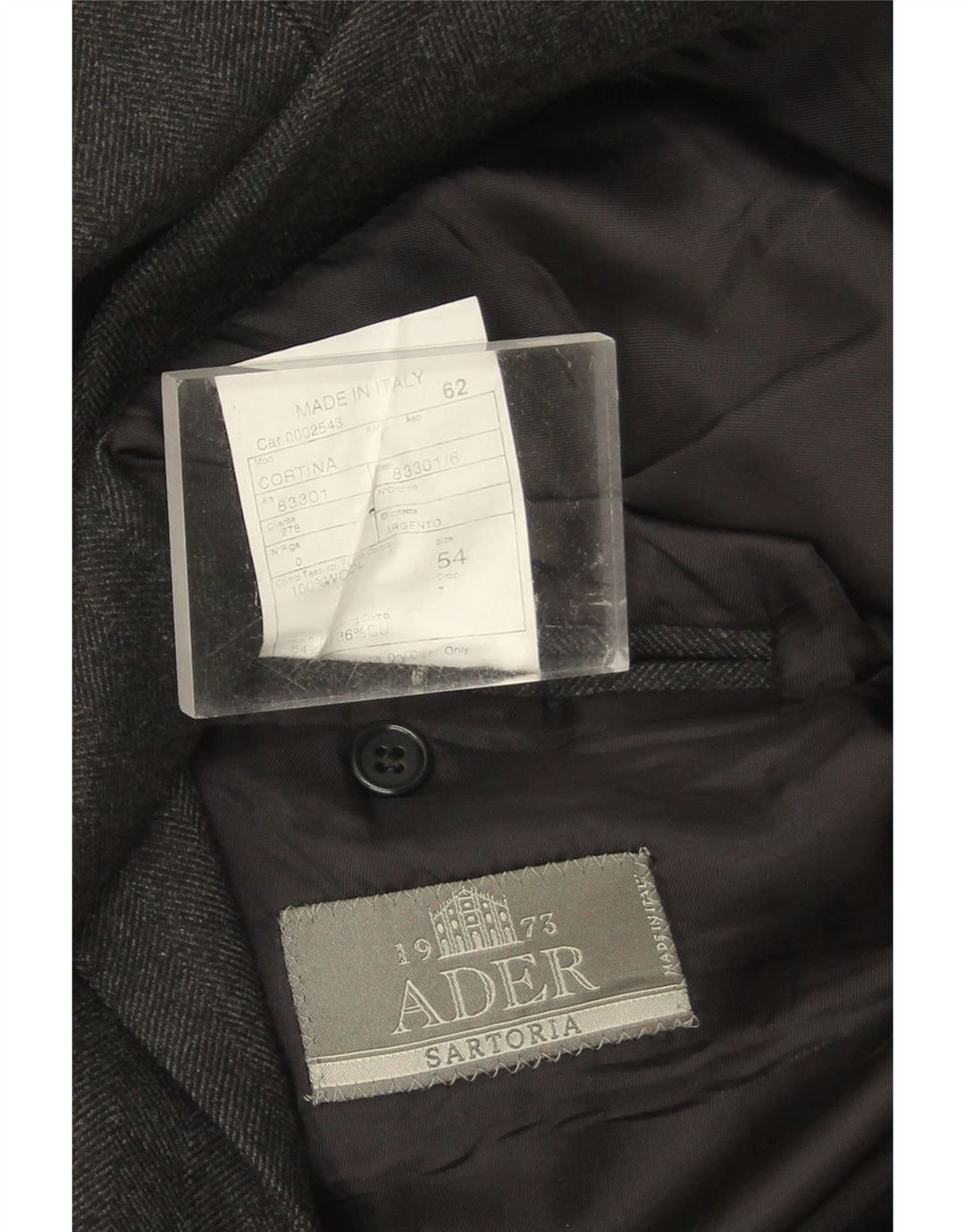 Ader Mens Double Breasted Overcoat IT 54 2XL Grey Wool