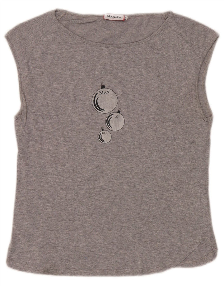 Max & Co. Womens Graphic Vest Top UK 10 Small Grey