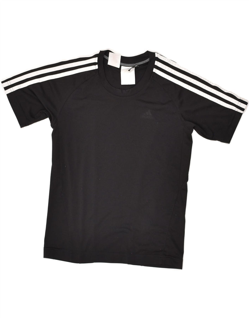 ADIDAS Boys T-Shirt Top 11-12 Years Large Black Polyester | Vintage Adidas | Thrift | Second-Hand Adidas | Used Clothing | Messina Hembry 