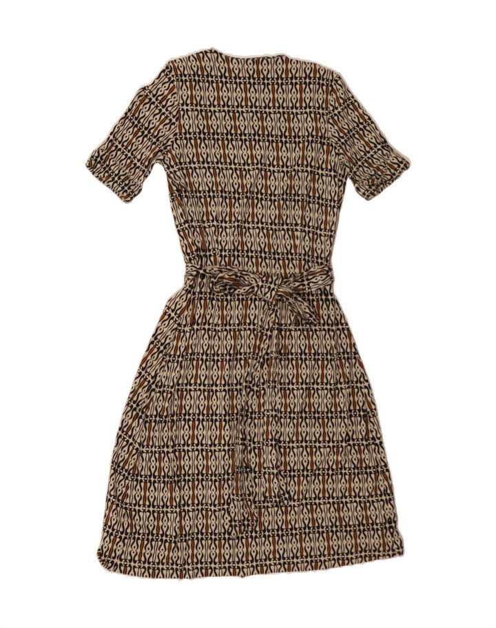 MASSIMO DUTTI Womens Abstract Pattern Wrap Dress UK 10 Small Beige Viscose Vintage Massimo Dutti and Second-Hand Massimo Dutti from Messina Hembry 
