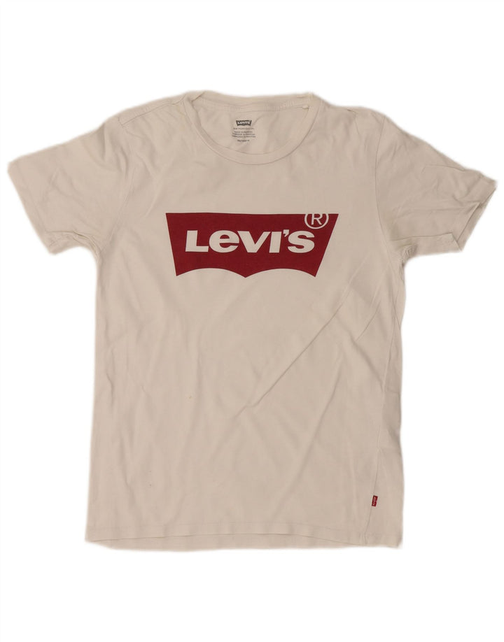 LEVI'S Womens Graphic T-Shirt Top UK 6 XS White Cotton