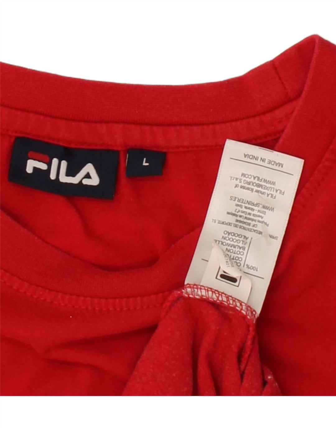 FILA Mens Graphic T-Shirt Top Large Red Cotton Vintage Fila and Second-Hand Fila from Messina Hembry 