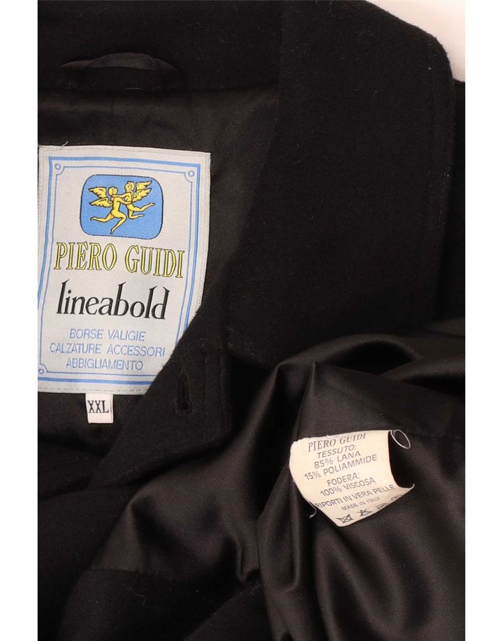 Piero Guidi Mens Overcoat UK 44 2XL Black Wool