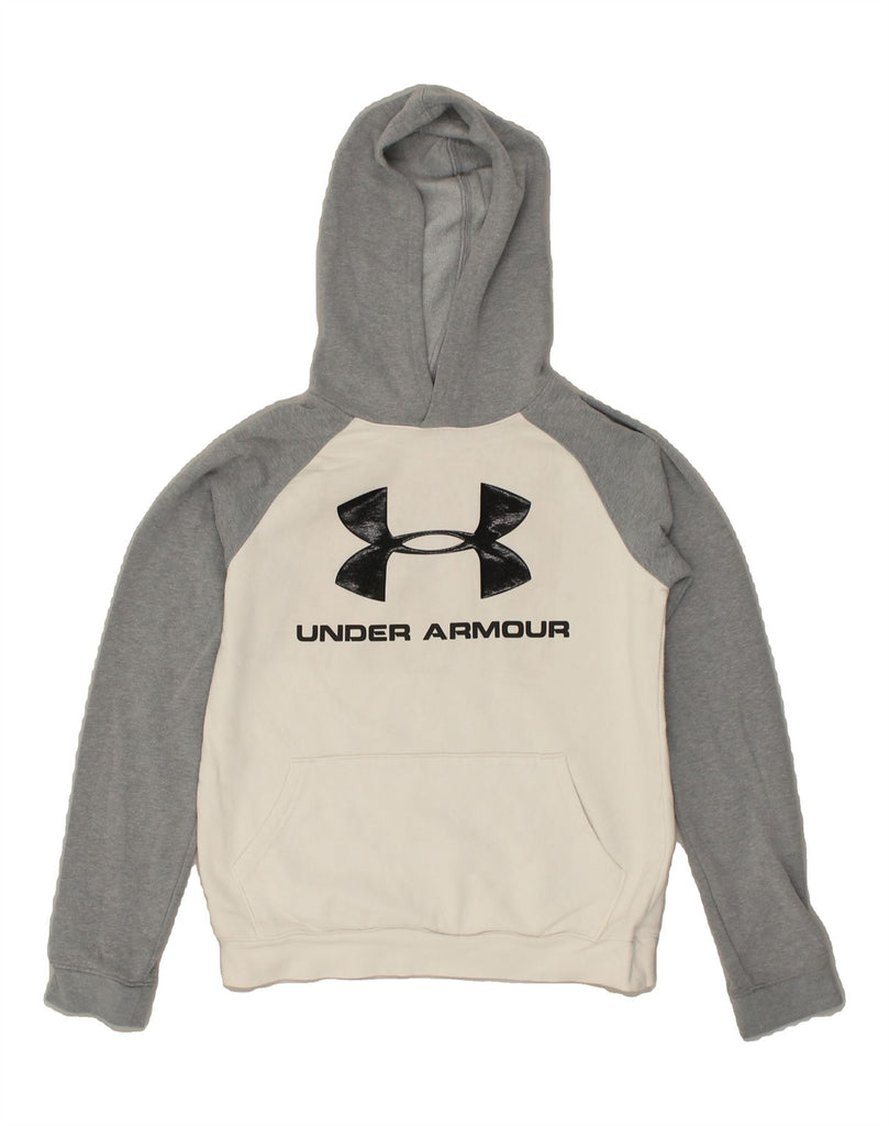 UNDER ARMOUR Boys Graphic Hoodie Jumper 11-12 Years Large  White Vintage Under Armour and Second-Hand Under Armour from Messina Hembry 