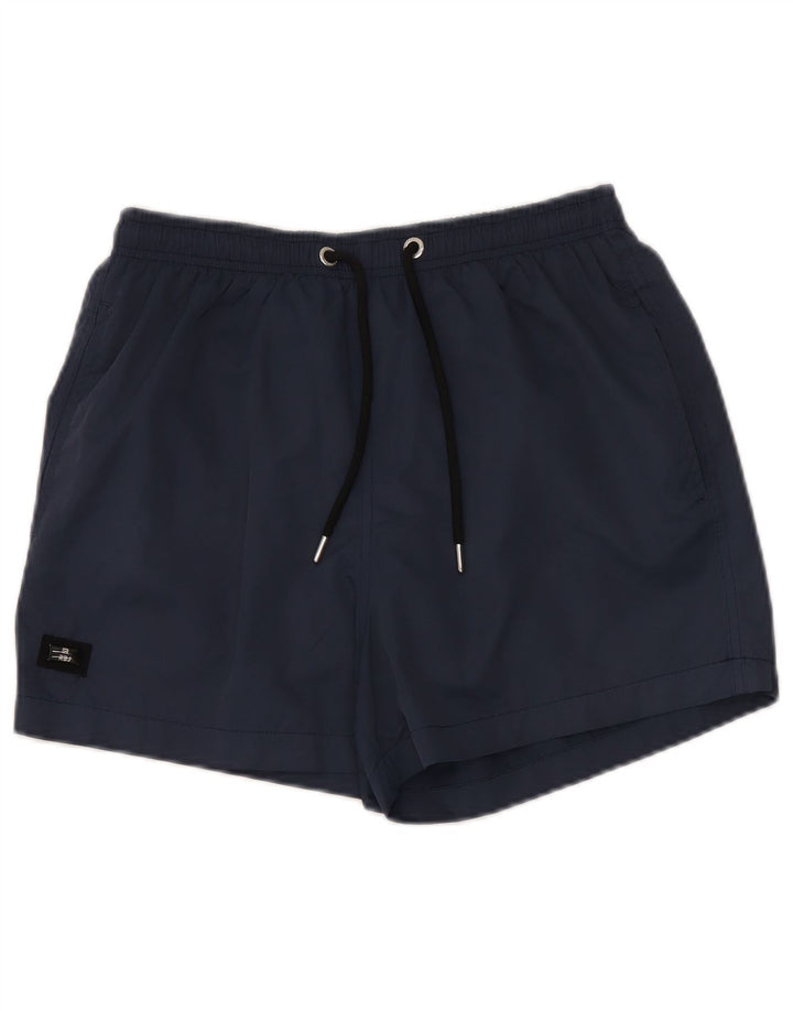 Vintage Mens Swimming Shorts Medium  Navy Blue Polyester