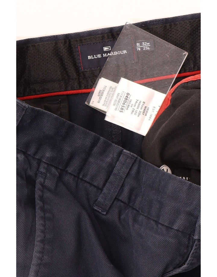 Marks & Spencer Mens Blue Harbour Straight Chino Trousers W32 L29 Navy