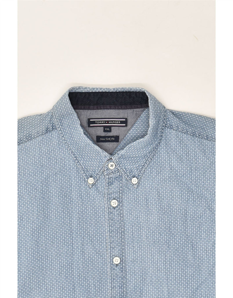 TOMMY HILFIGER Mens New York Fit Shirt 2XL Blue Polka Dot Cotton | Vintage Tommy Hilfiger | Thrift | Second-Hand Tommy Hilfiger | Used Clothing | Messina Hembry 