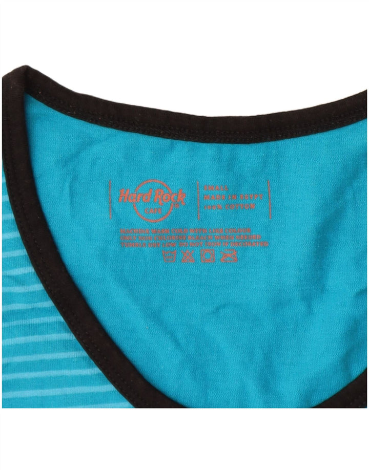 Hard Rock Cafe Mens Malta Vest Top Small Blue Striped Cotton