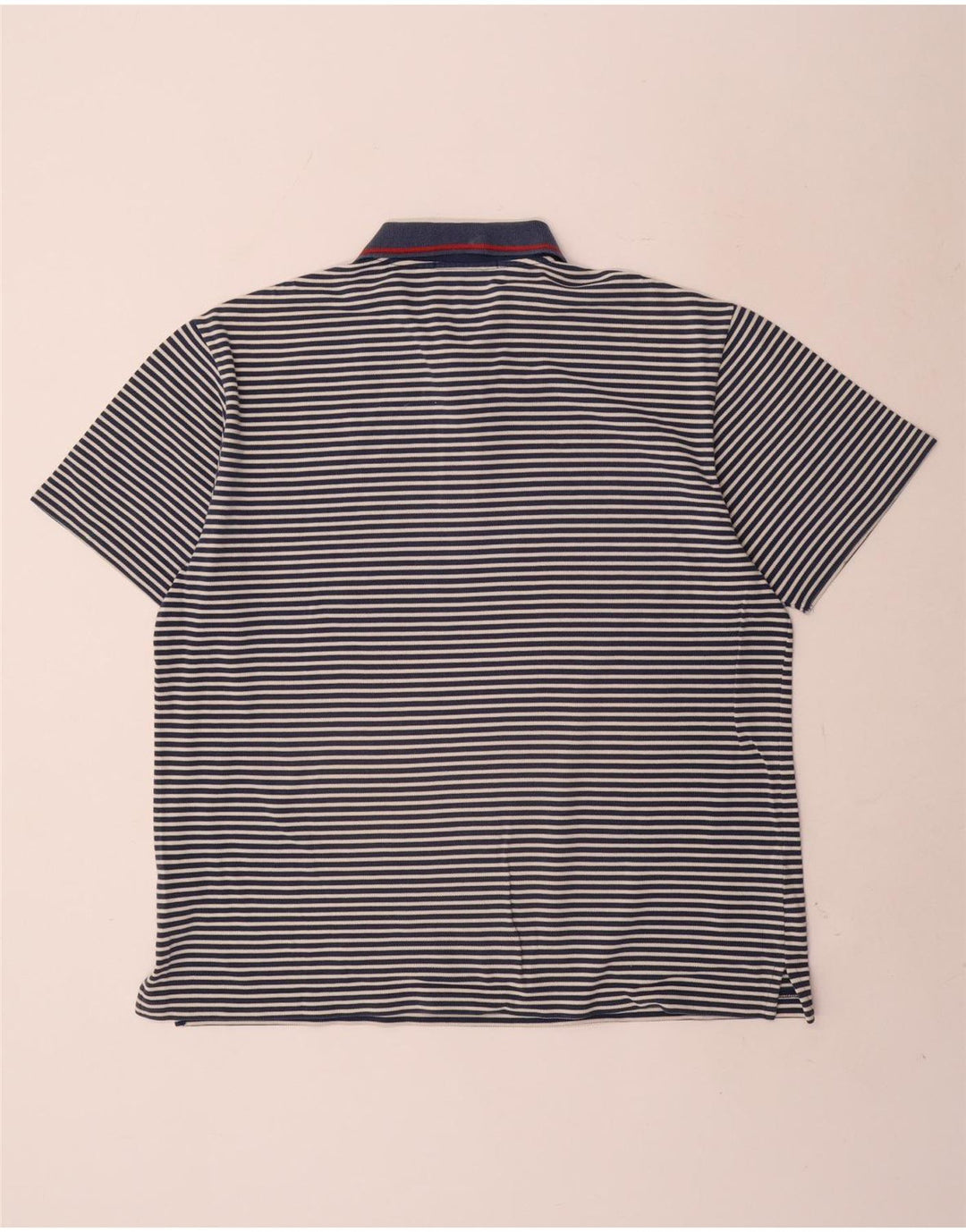 Fred Perry Mens Polo Shirt XL Navy Blue Striped Cotton