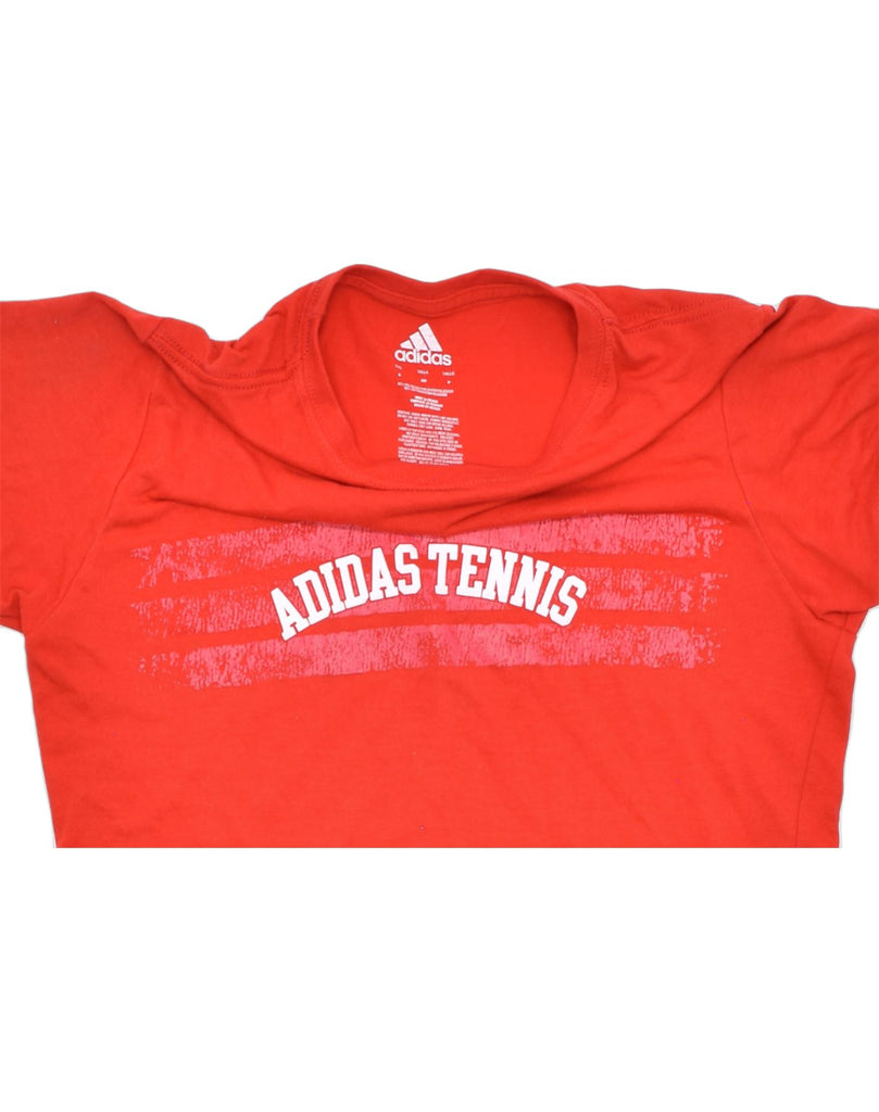 ADIDAS Womens Graphic T-Shirt Top UK 10 Small Red Cotton | Vintage | Thrift | Second-Hand | Used Clothing | Messina Hembry 