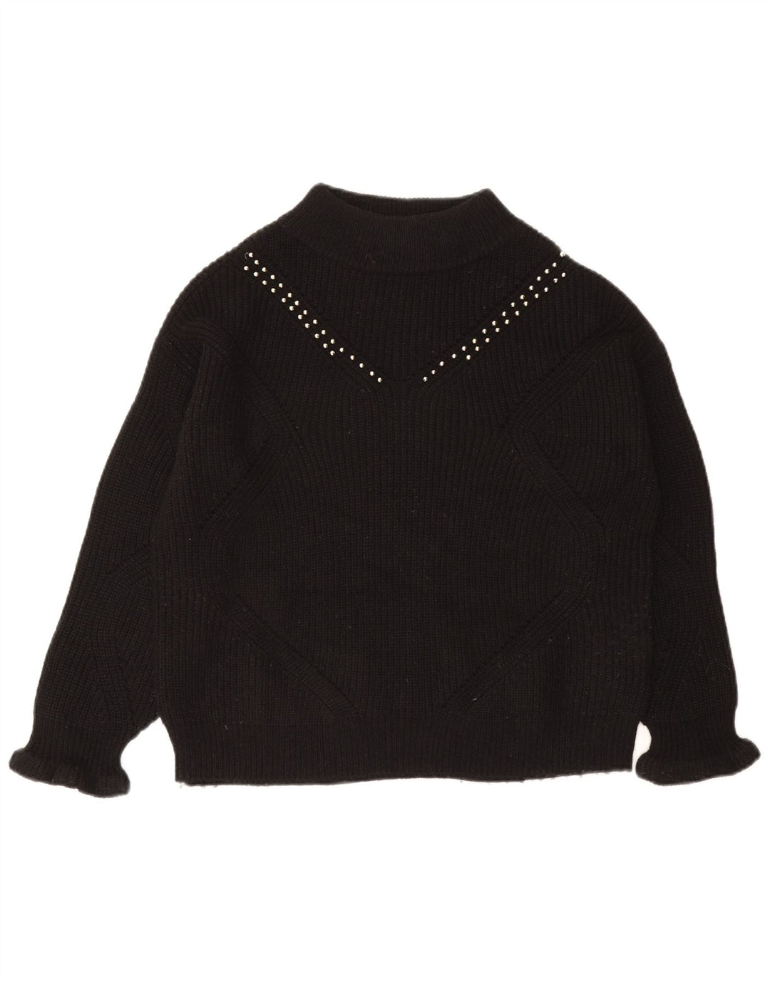 Guess Womens Oversized Turtle Neck Jumper Sweater UK 10 Small Black Acrylic